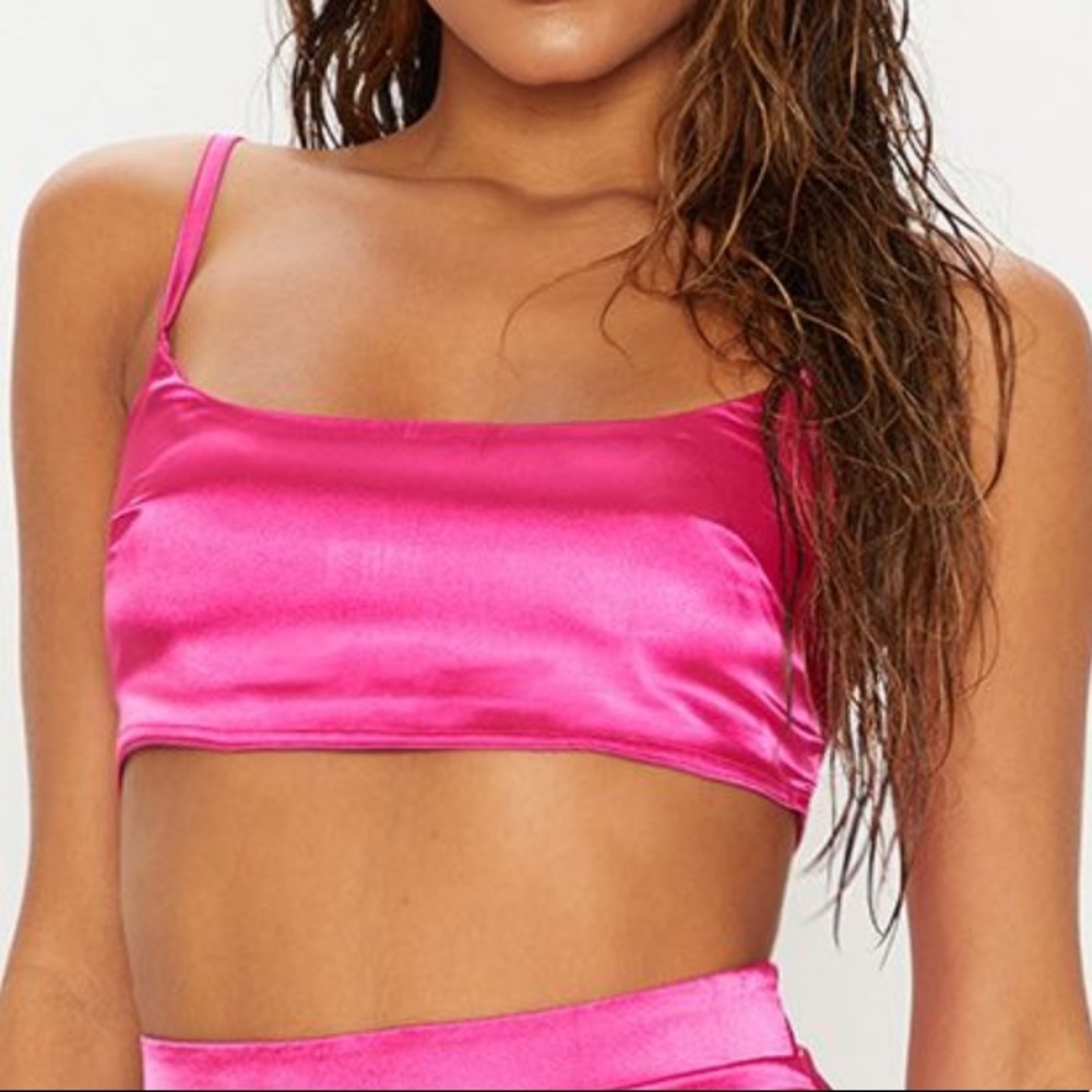 NWT PRETTY LITTLE THINK PINK SATIN CROP TOP